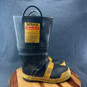 Servus Firebreaker II Mens 9.5 Wide Firefighting Boots Steel Toe Rubber Black